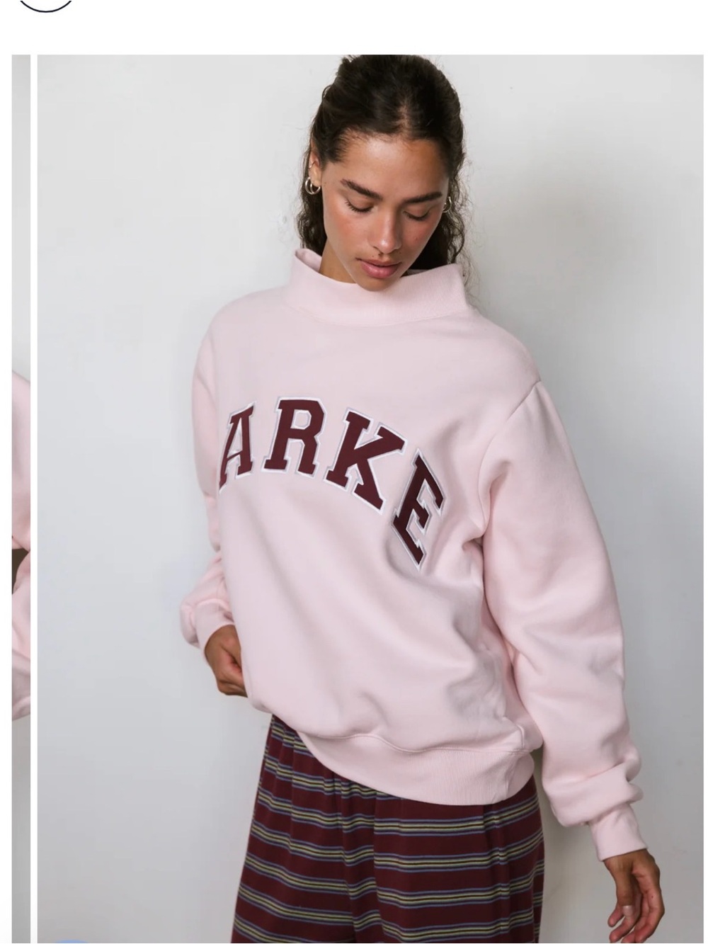 Parke Pink Crewneck Sweatshirt with Brown Lettering